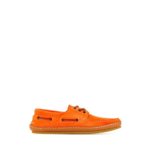 Saint Laurent Men Fluo Orange Suede Ashe Loafers